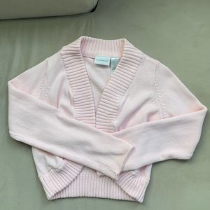 CROPPED BABY PINK Y2K CARDIGAN